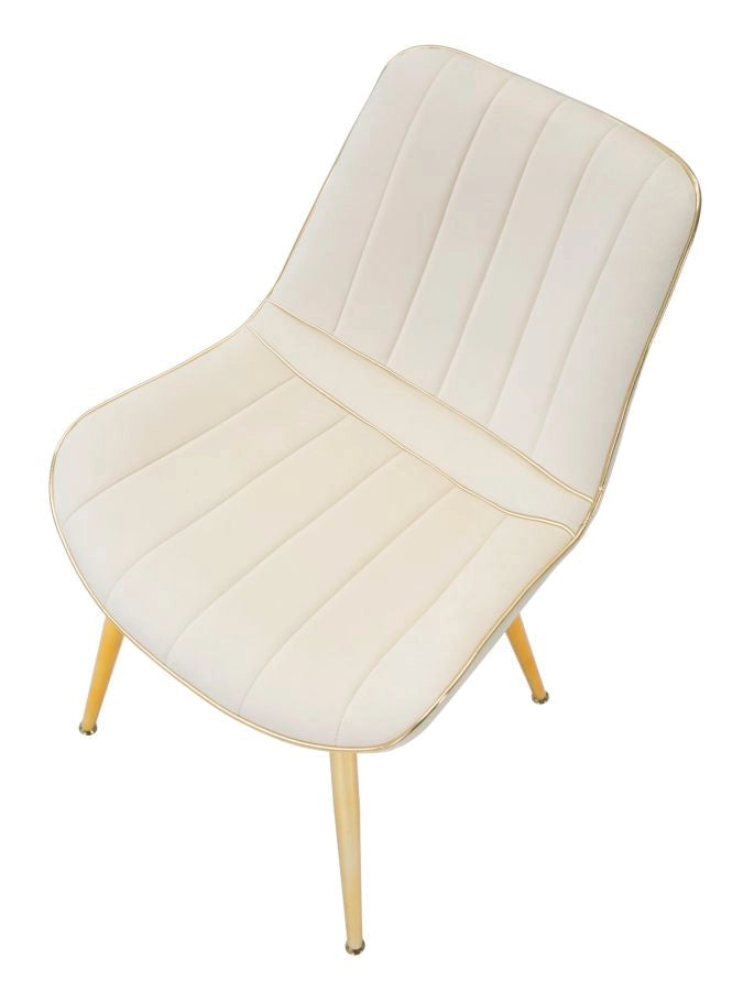 Set 2 Sedie Imbottite 51x59x79 cm in Poliestere Paris Crema e Oro