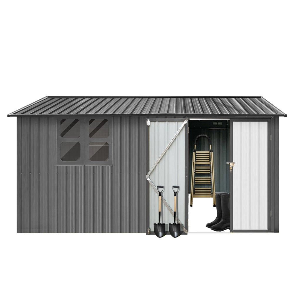 Casetta da Giardino in Metallo con Finestra e Tavolo ¨C MINIMAL ¨C Grigio, 362x285.5 cm