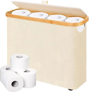 Organizzatore di carta igienica in bambù con coperchio e contenitore per 9-12 rotoli