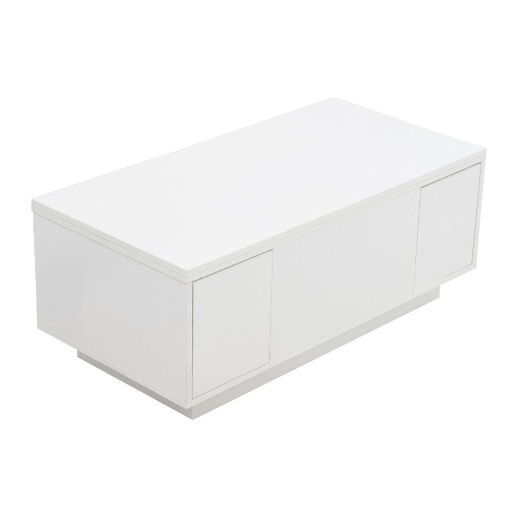 TAVOLINO DA CAFFÈ 100x50x43 cm Bianco in pannello di legno con doppio piano ribaltabile