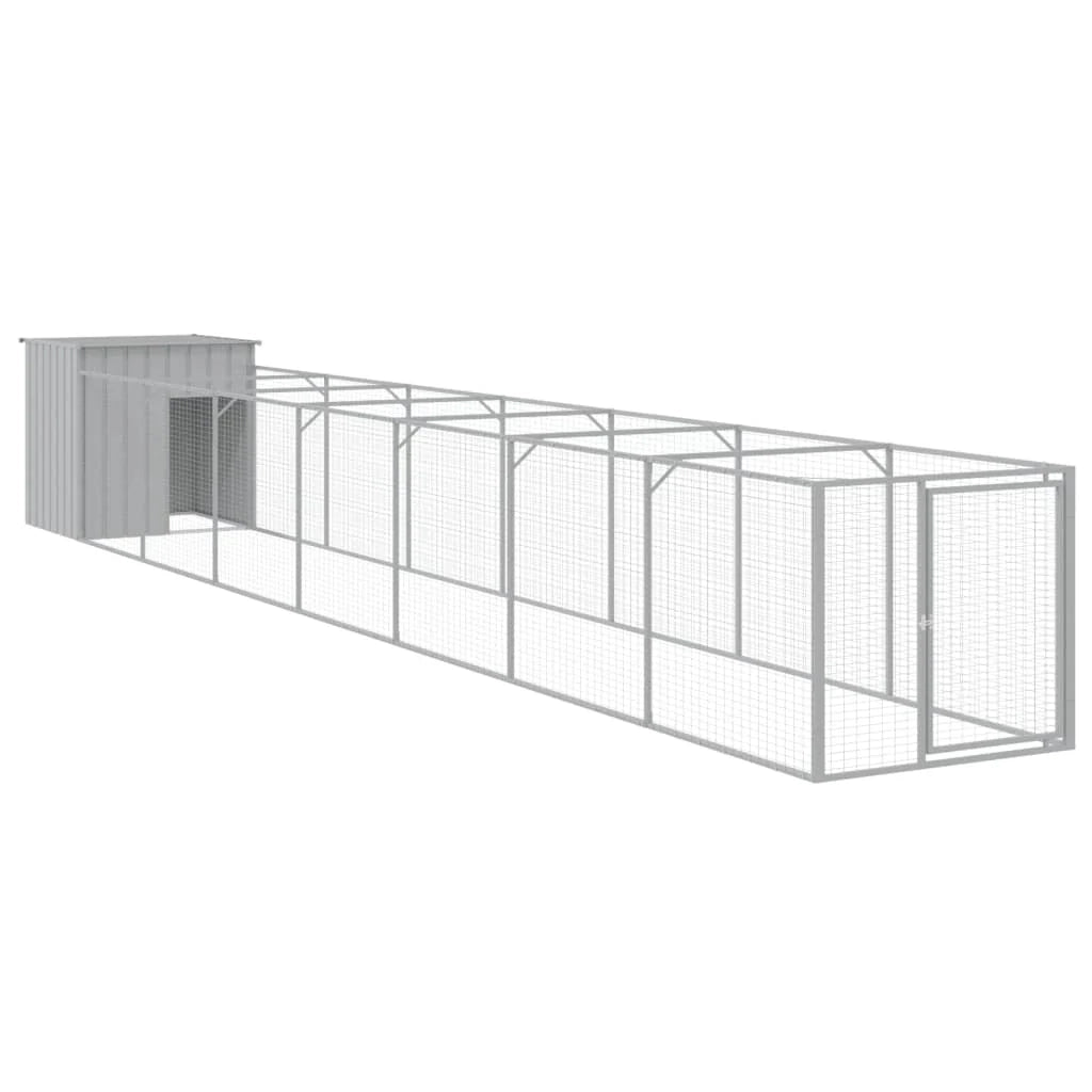 Cuccia per cani con cortile luminoso 110 x 813 x 110 cm grigio 02_0043493