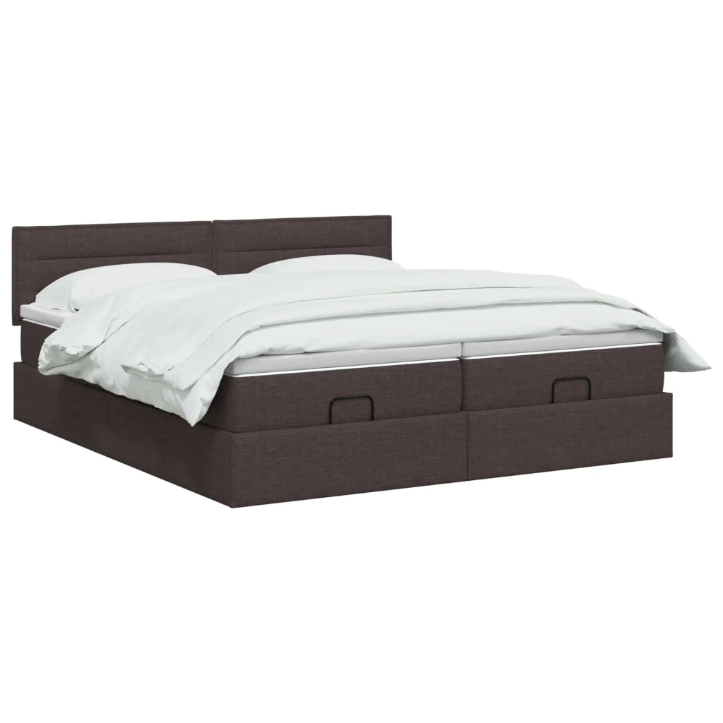 Letto Ottomano con Materasso e LED Marrone Scuro 200 x 200 cm 3457262