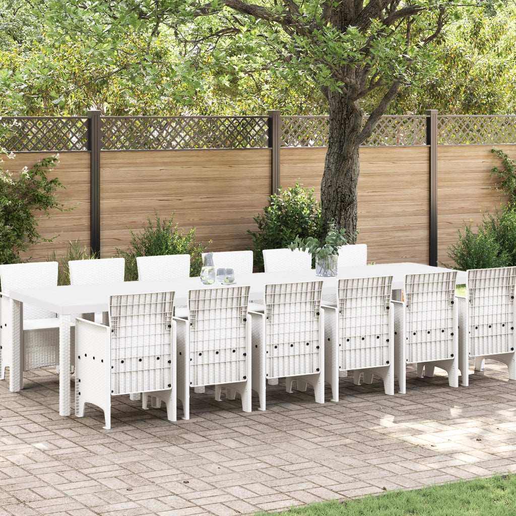 Set da Pranzo da Giardino  13 Pezzi Bianco Polirattan