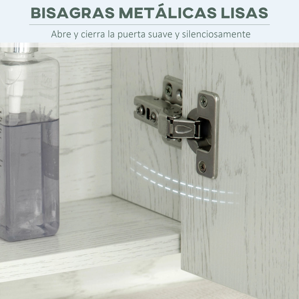 Armadio Bagno con Specchio 3 Ante e Ripiano Regolabile ¨C zephmum ¨C Bianco 90x15x75 cm