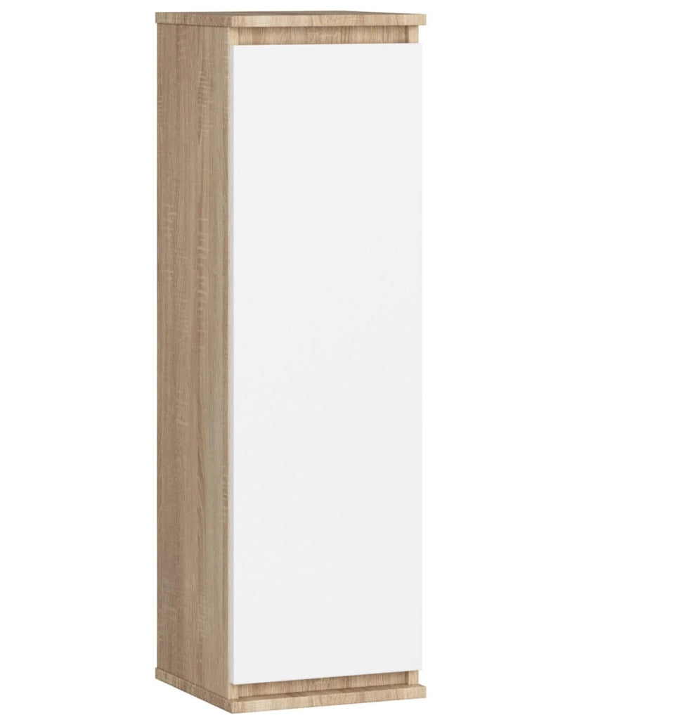 Armadietto a parete con ante strette AKORD W30 Sonoma Quercia 30 cm 1 anta inserto frontale Bianco 30x30x99 cm
