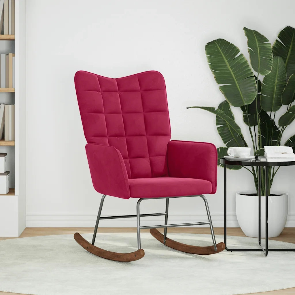 Sedia a Dondolo Rosso Vino in Velluto 4016837