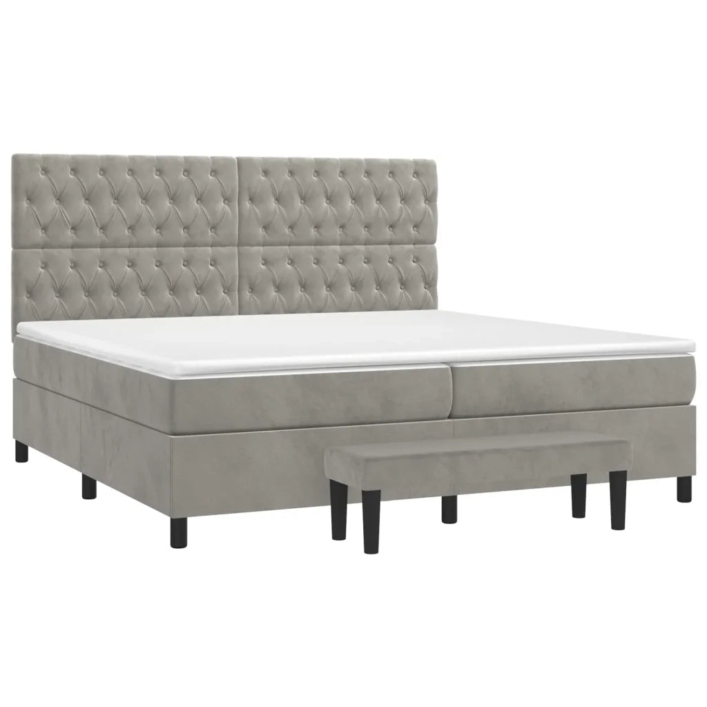 Giroletto a Molle con Materasso Grigio Chiaro 200x200cm Velluto 3138043