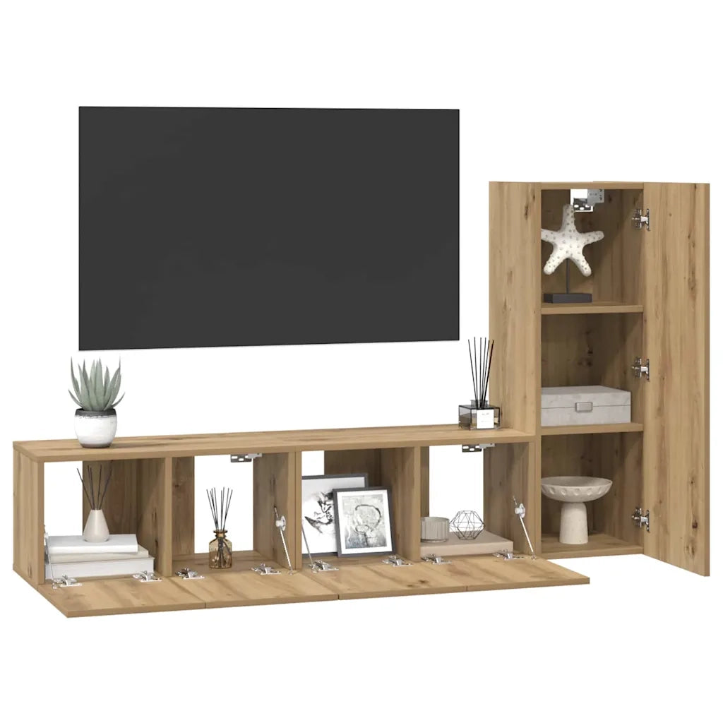 Set mobile TV 3 pcs Rovere artigianale Legno multistrato 3393404