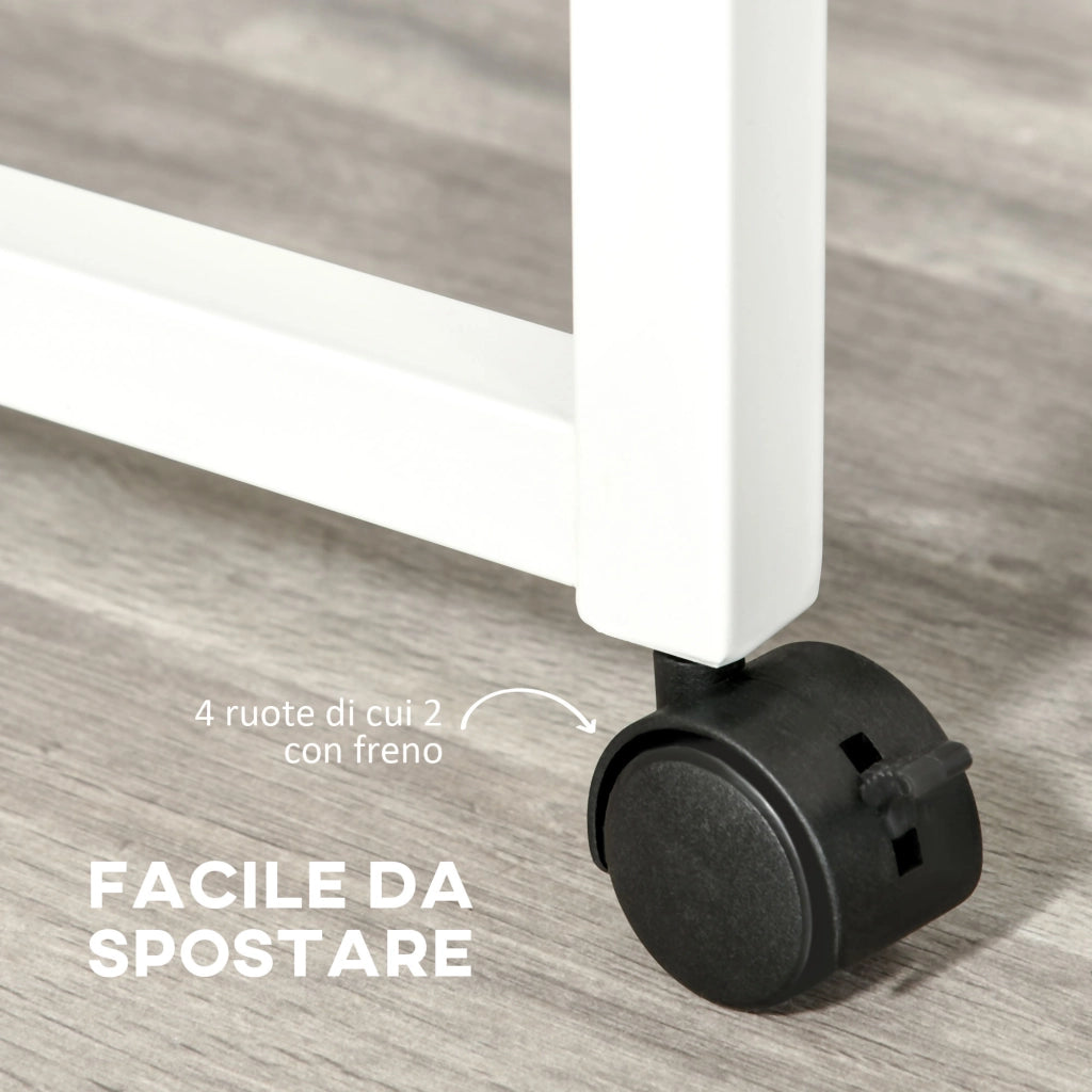 Scrivania con cassetti e ruote ¨C zephmum ¨C bianco, 100x36x88cm