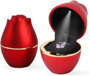 LED Box di Gioielli con Illuminazione per Donna - Deposito Gioielli per Orecchini, Collane, Anelli - Scatola per Anello di Fidanzamento - Box a Forma di Cuore - Rosso