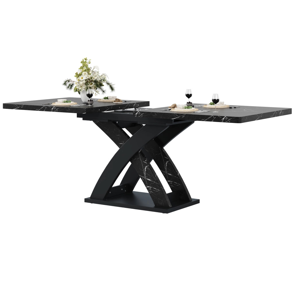 Tavolo da Pranzo Allungabile in Legno ¨C MINIMAL ¨C Nero, 120-160 cm, 6 Persone