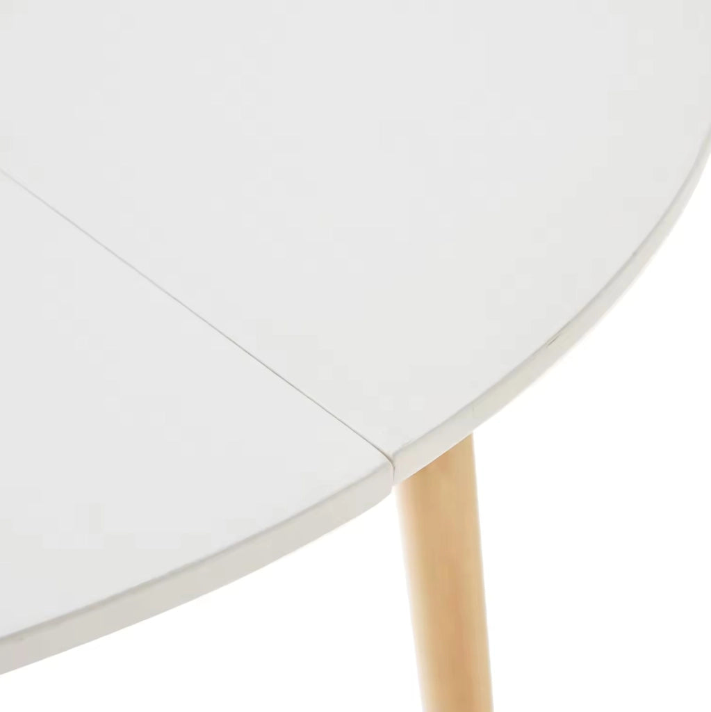 Set tavolo da pranzo rotondo bianco e legno con 4 sedie