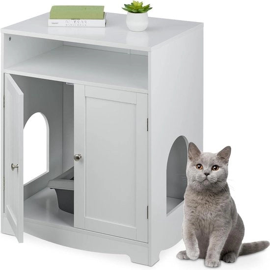 Cassetto per gatti con porte - 2 ingressi - Apertura posteriore - H x L x P: 735 x 60 x 435 cm