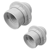 2 Pezzi Portalampade E27, Portalampada in Termoplastico Bianco Con Ghiera