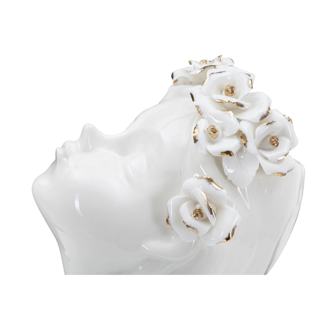 Vaso Decorativo Viso 33, Bianco, Porcellana, 10x14x26 cm