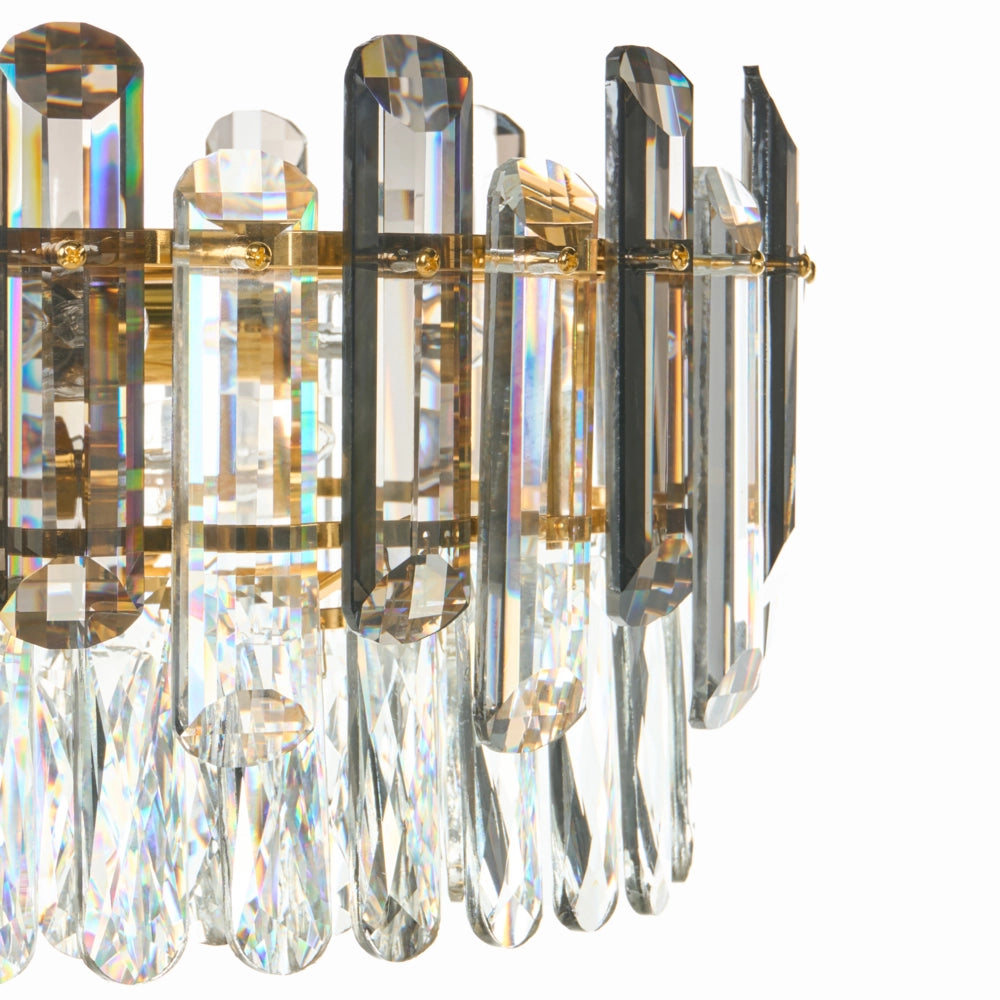 Lampadario in ottone, metallo e cristalli di vetro ⌀ 48 cm Lampada a sospensione stile glamour