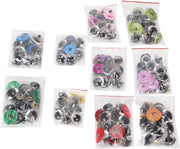 Set di Poppe per Teddy - 300 pezzi - Kunststoffo - Glitter Colorato - Inclusi occhi di sicurezza e anelli di chiusura - 10 colori - 18 mm