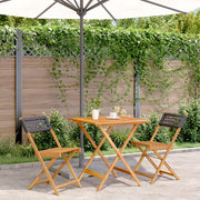 vidaXL Set da Bistrot 3 pz Nero in Polyrattan e Legno Massello