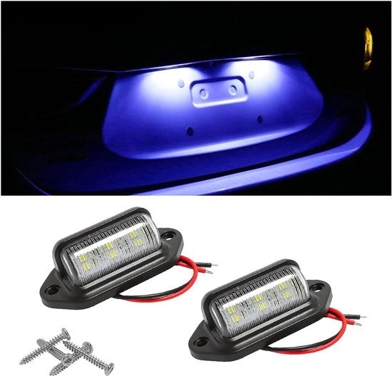 Illuminazione LED per targa automobilistica - 2 pezzi - Acqua e shock resistenti - Blu - Auto e caravan - Adatto per rimorchi e camion