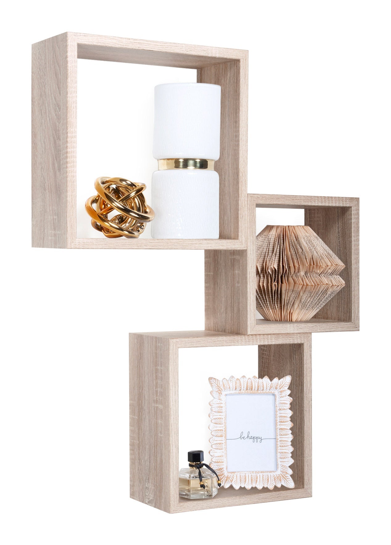 Set 3 Mensole da Parete Cubo in Fibra di Legno Incubo Rovere Sagerau
