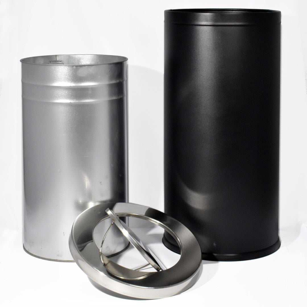 Cestino Gettacarte Ø38,5 cm in Metallo Nero Opaco 52L con Coperchio Girevole