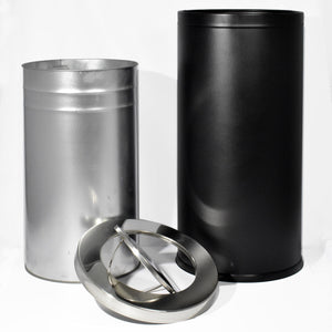 Cestino Gettacarte Ø38,5 cm in Metallo Nero Opaco 52L con Coperchio Girevole