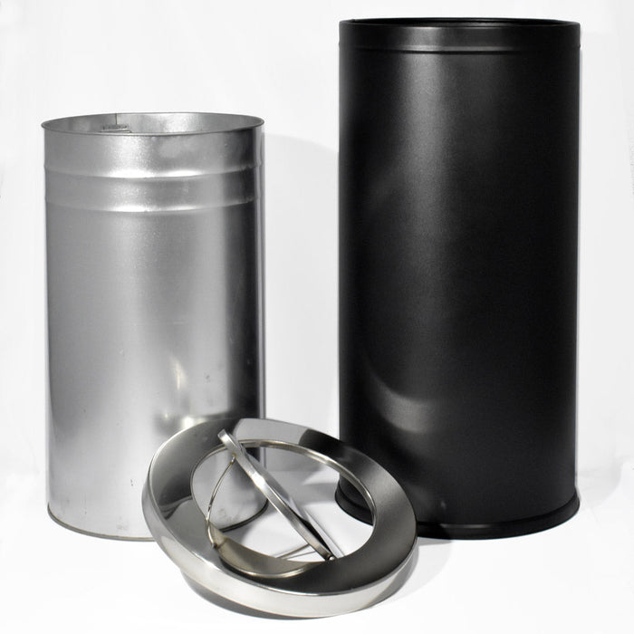 Cestino Gettacarte Ø38,5 cm in Metallo Nero Opaco 52L con Coperchio Girevole