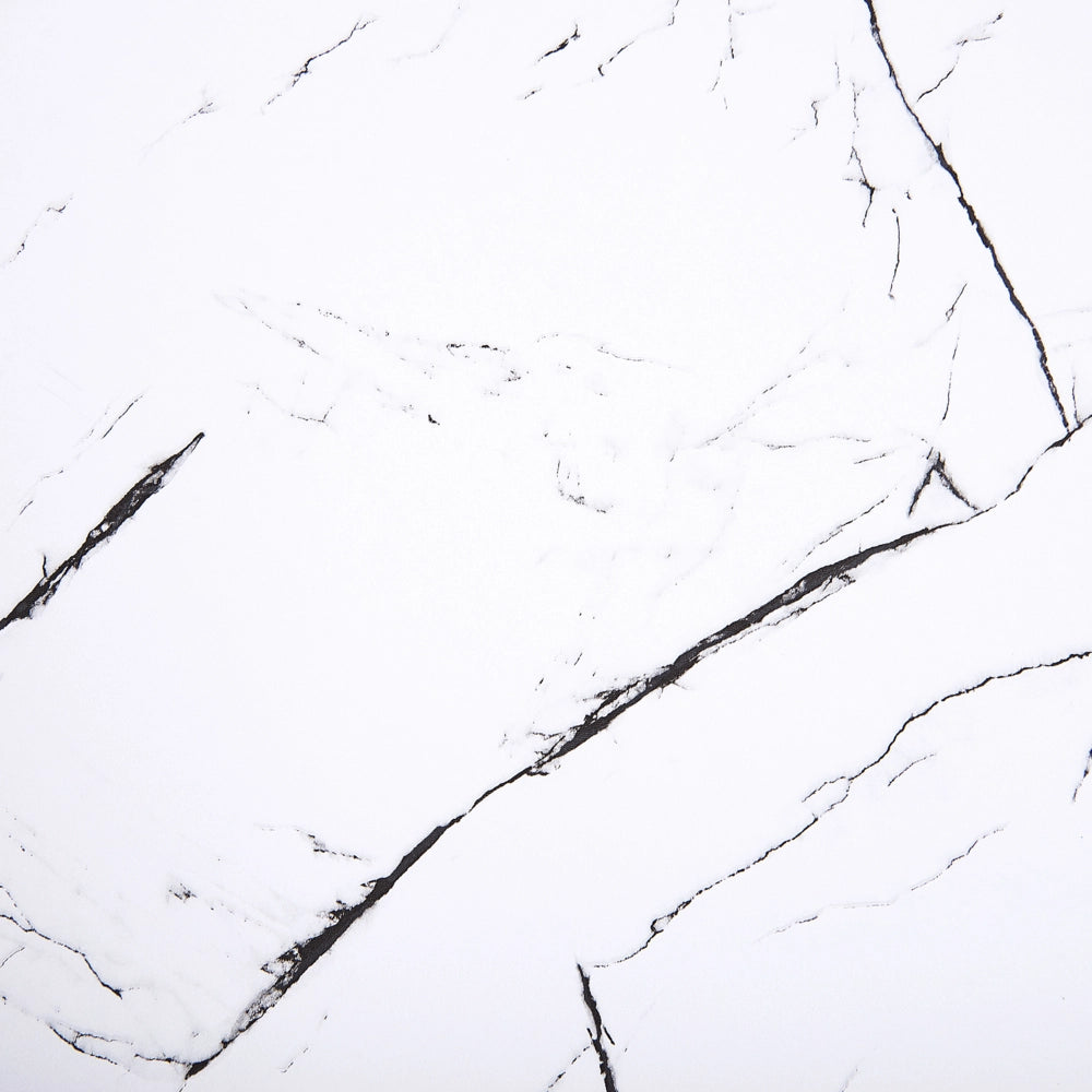 Tavolo da Pranzo Bianco con Piano in MDF dorato Gambe in Metallo 150 x 80 cm Effetto Marmo Glamour Industrial