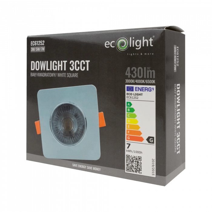 Faretto LED da incasso quadrato bianco CCT Ecolight