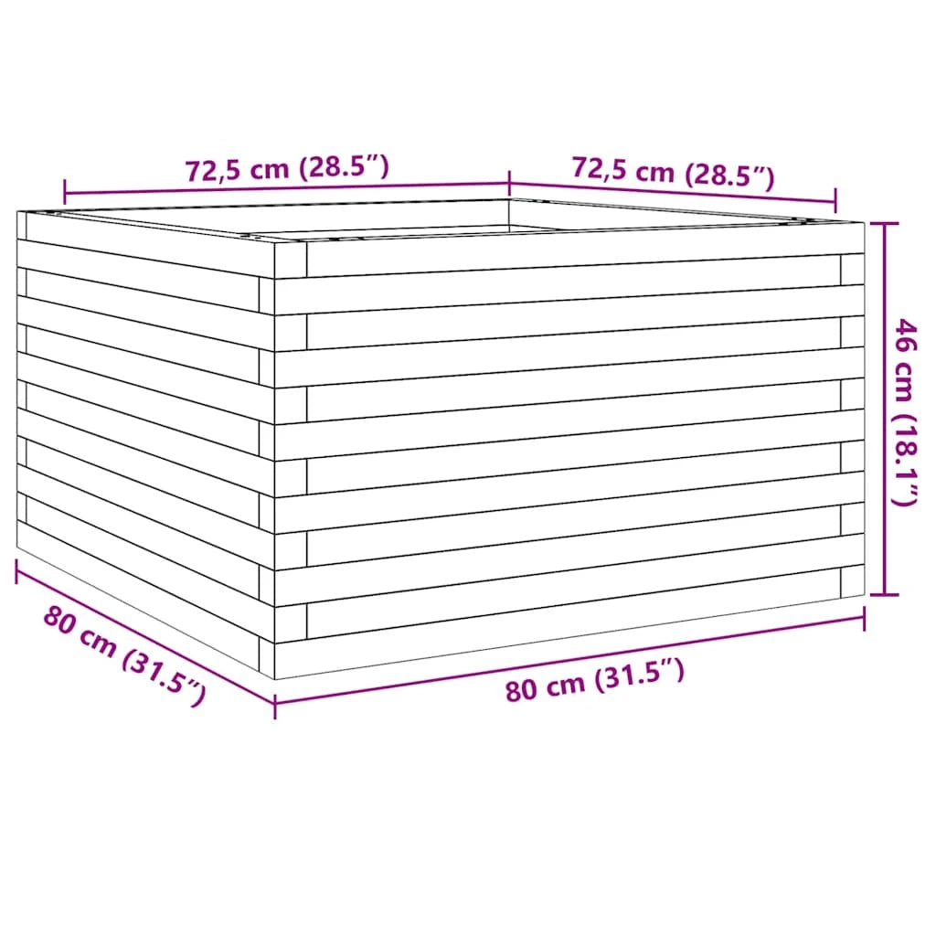 Fioriera rialzata per piante fiori terrazza giardino finitura a cera 80 x 80 x 46 cm legno di pino massiccio marrone 02_0038502