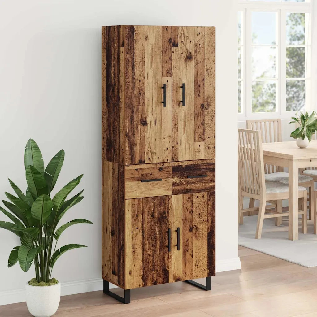 Credenza con cassetto 2 pcs Legno vecchio 69,5 x 34 x 180 cm