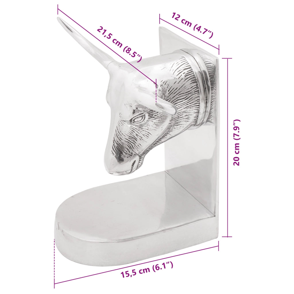 Fermalibri 2 pz Argento 21,5x15,5x20 cm Alluminio Toro