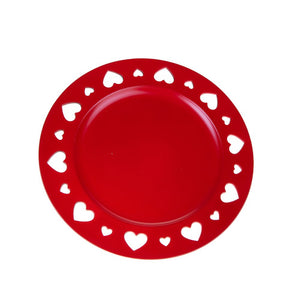 Set 6 Piatti Decorativi con Cuori Ø 33 cm in Plastica