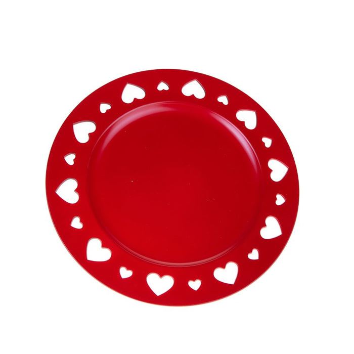 Set 6 Piatti Decorativi con Cuori Ø 33 cm in Plastica