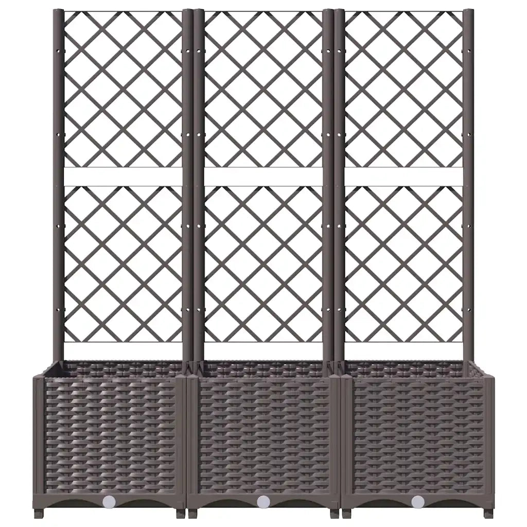 Fioriera da giardino con traliccio marrone 120x40x136 cm PP 318263