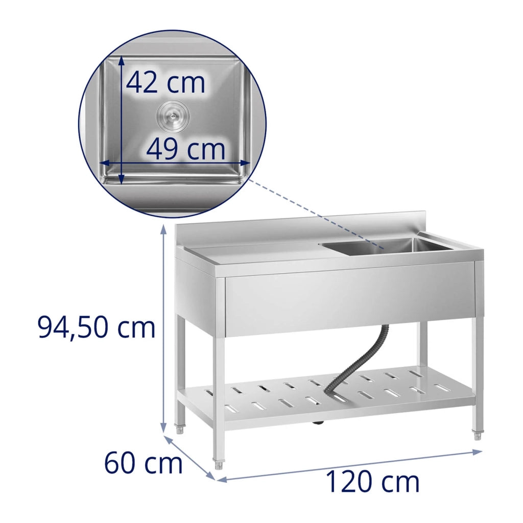 Lavello professionale a una vasca 49 x 42 x 24 cm acciaio inox 14_0000163