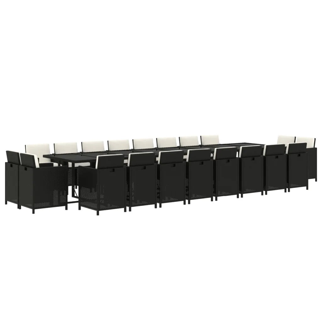 Set da Pranzo da Giardino 21 pz con Cuscini in Polyrattan Nero cod mxl 42605