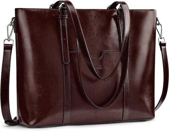 Borsa per Laptop in Pelle per Portatili da 15,6 Pollici, Borsa a Spalla e Borsa per Uomo e Donna per Lavoro e Tempo Libero