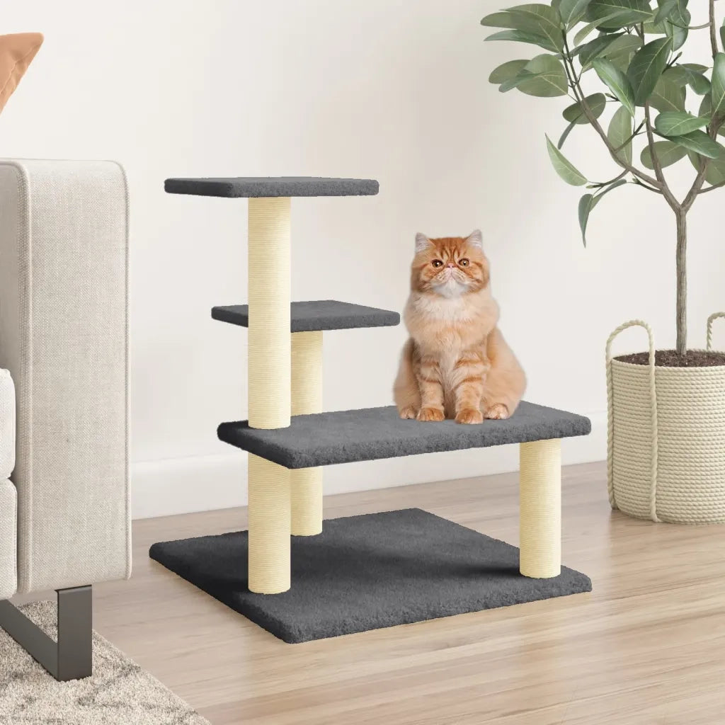 Albero per Gatti con Tiragraffi in Sisal Grigio Scuro 61 cm 172087