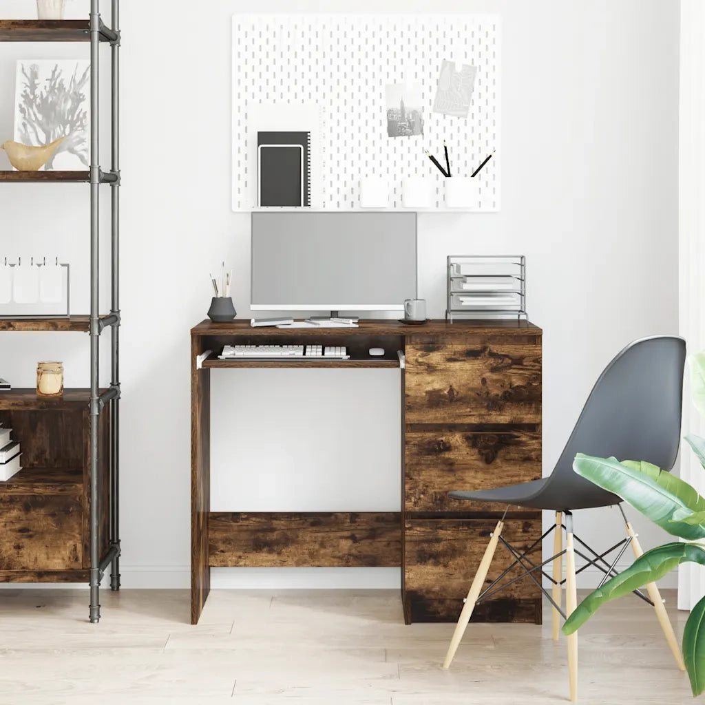 Scrivania Rovere Fumo 90x45x76 cm in Legno Multistrato 815507