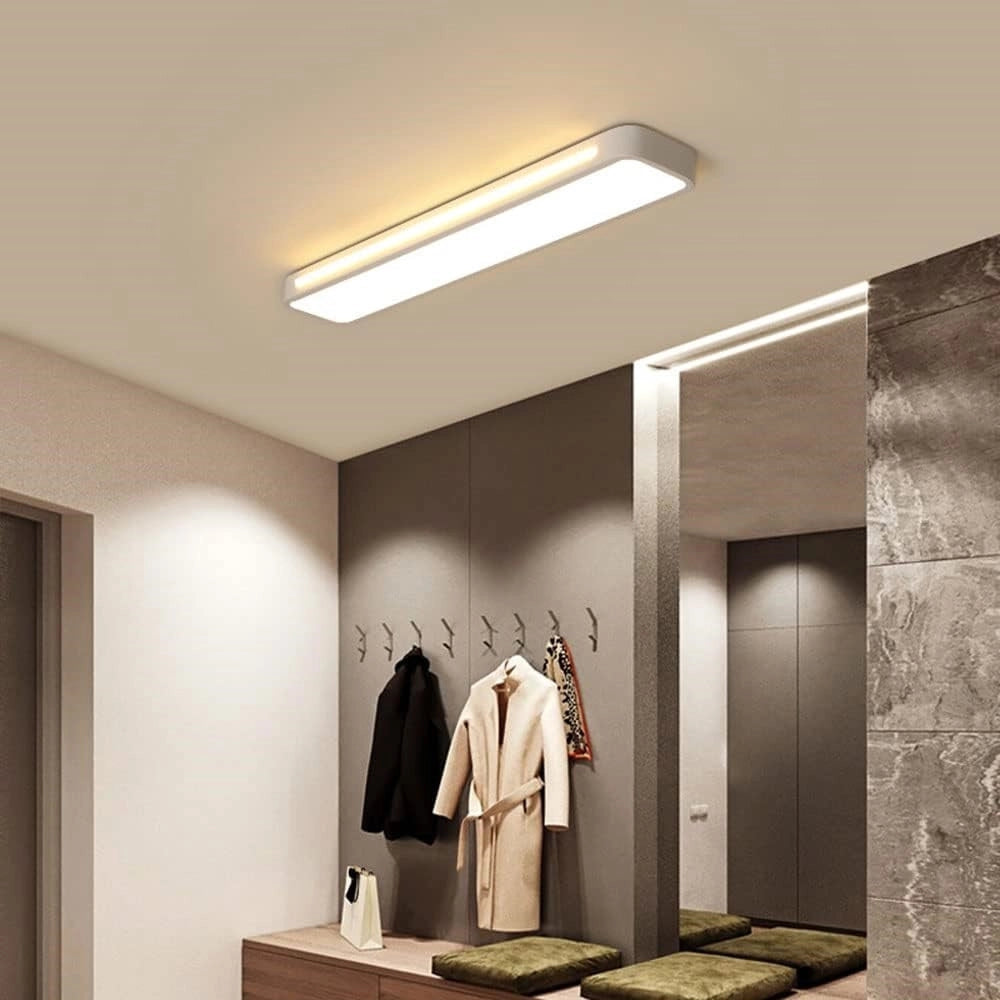 Trade Shop - Plafoniera Led 16w Moderno Bianco Soffitto Rettangolare Striscia Luce 4000k 50170 -