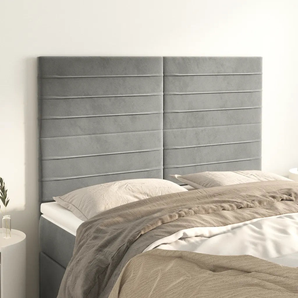 Testiera Grigio Chiaro 144x5x118/128 cm Velluto 3116520