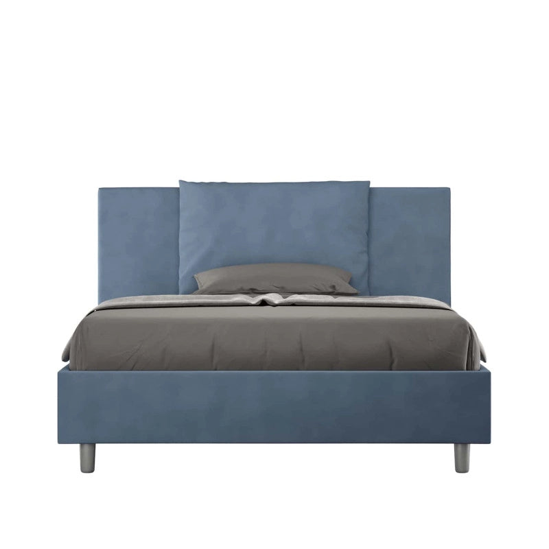 Letto imbottito Piazza e mezzo 130x190 cm Antea - Senza rete,Microfibra,Blu