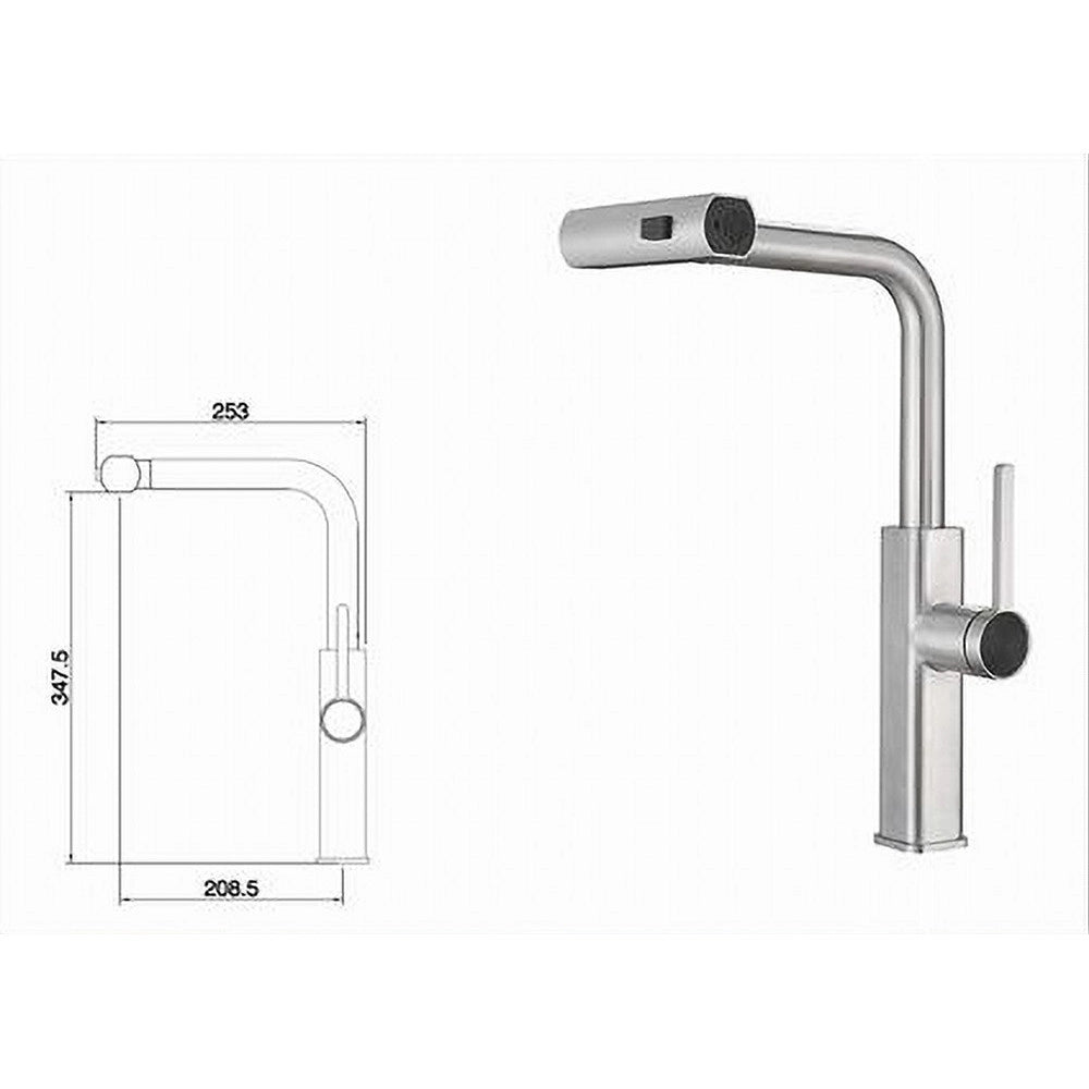 Trade Shop - Rubinetto Cucina Estraibile Erogatore Girevole 2 Getti Cromato Miscelatore 87255 -