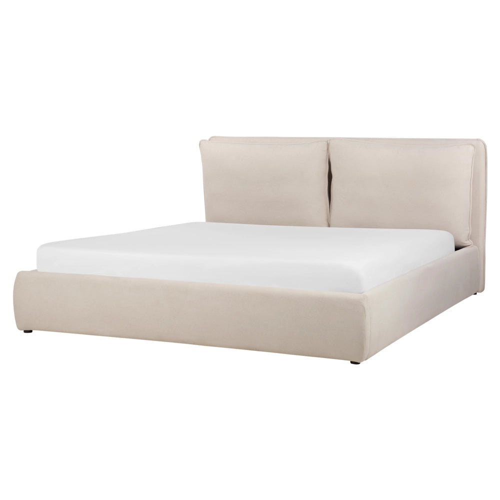 Letto matrimoniale beige chiaro con contenitore 180 x 200 cm camera da letto moderna
