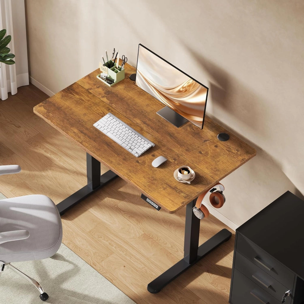 Scrivania Regolabile in Altezza 100x60 cm ¨C zephmum ¨C Legno Rovere Marrone