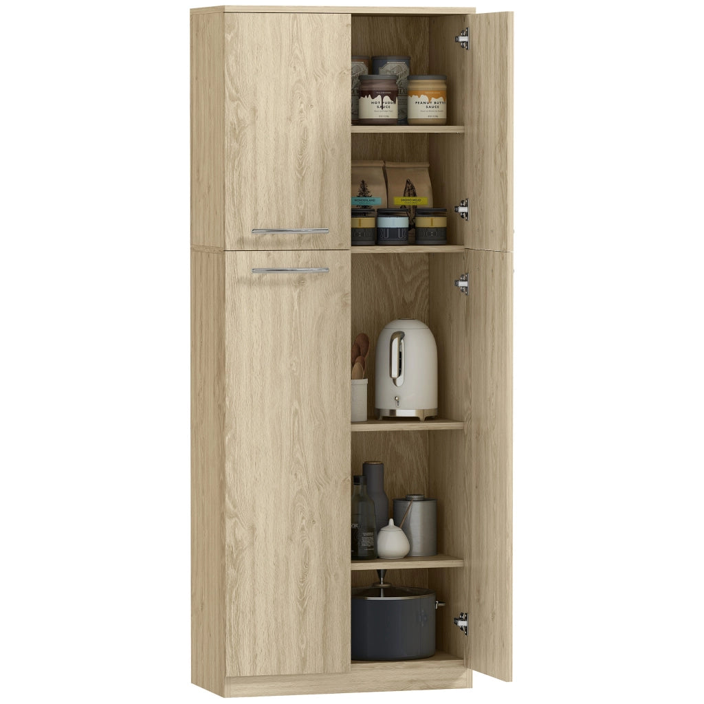 Mobile Contenitore Minimal con 2 Armadietti e Mensole Regolabili, in Legno color Rovere, 59x31x155 cm