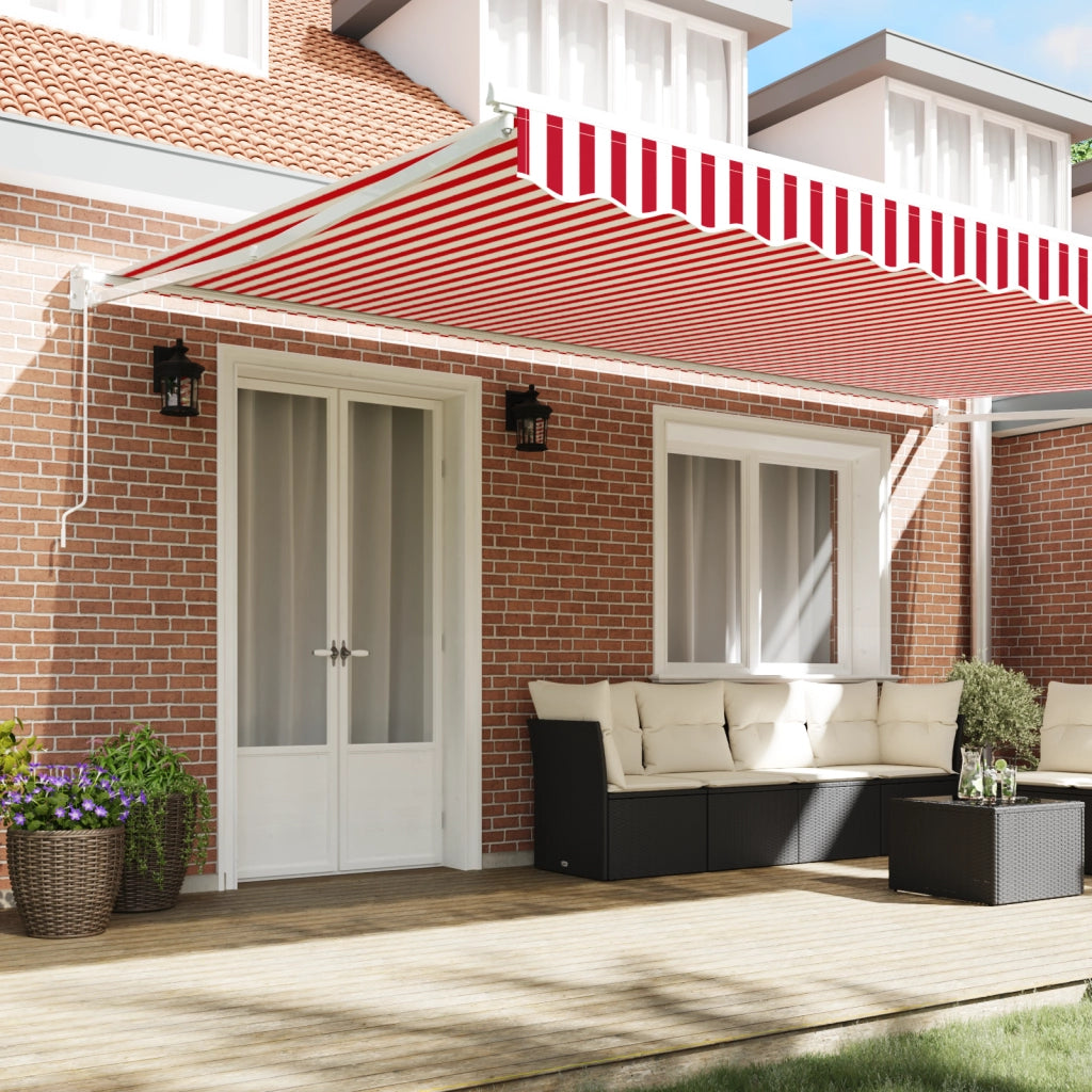 Tenda Retrattile Manuale Striscia Rossa e Bianca 500x300 cm
