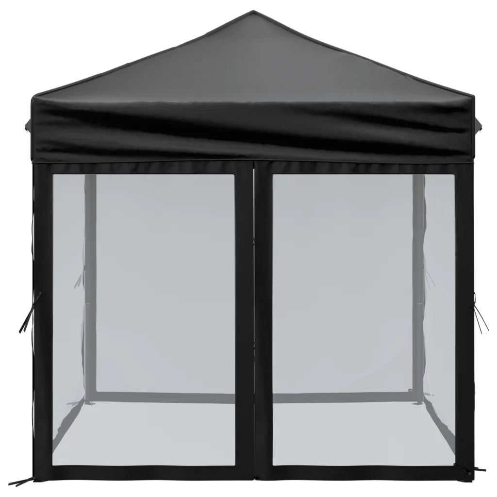 Tenda per Feste Pieghevole con Pareti Laterali Nero 2x2 m