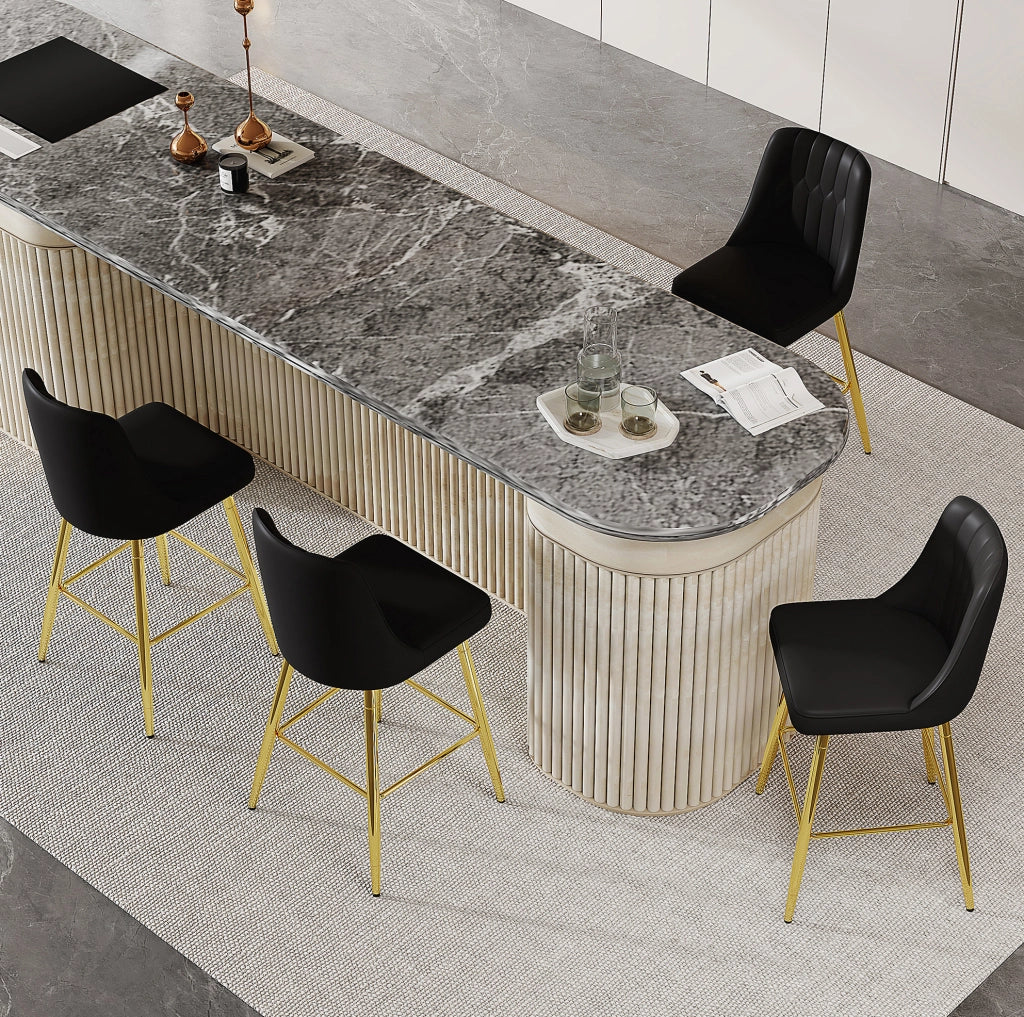 SGABELLI BAR Set da 2 pezzi h 100 cm in PU nero e metallo oro